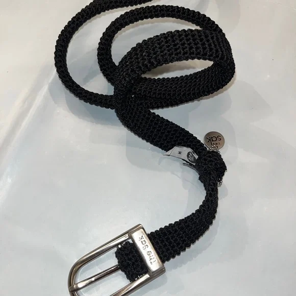 THE SAK BLACK Belt Woven Women's Size Medium 1” wide silver buckle TEXTURED BELT - Picture 5 of 11